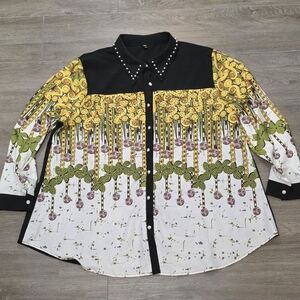 Womans Size 2XL Button Up Top Blouse